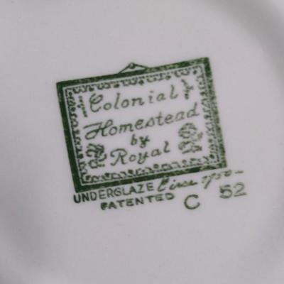MCM 1950's Colonial Homestead dinnerware serve ware by Royal China, Complete serving set for 4