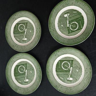 MCM 1950's Colonial Homestead dinnerware serve ware by Royal China, Complete serving set for 4