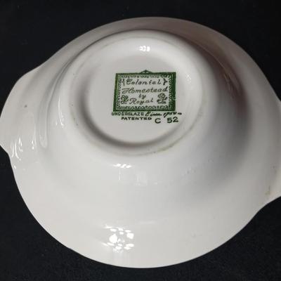 MCM 1950's Colonial Homestead dinnerware serve ware by Royal China, Complete serving set for 4