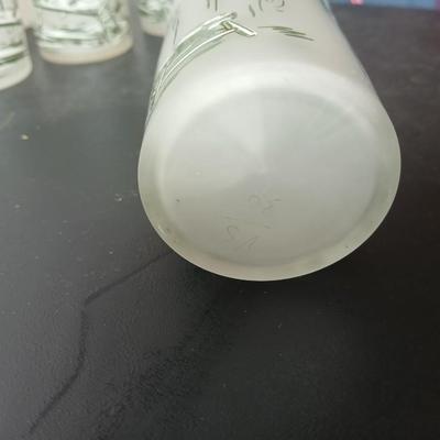 MCM vintage Hazel Atlas "Colonial Homestead" frosted tumblers 8 total & 4 total Juice glasses