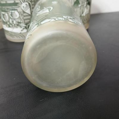 MCM vintage Hazel Atlas "Colonial Homestead" frosted tumblers 8 total & 4 total Juice glasses