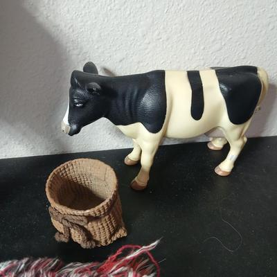 Adorable collection of Holstein cow-themed decorative and household items Otagiri Salt & Pepper, Tomy toy, Resin cow and more