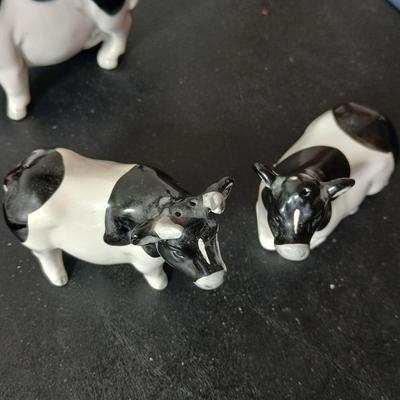 Adorable collection of Holstein cow-themed decorative and household items Otagiri Salt & Pepper, Tomy toy, Resin cow and more