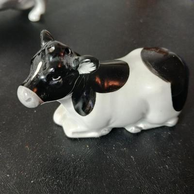 Adorable collection of Holstein cow-themed decorative and household items Otagiri Salt & Pepper, Tomy toy, Resin cow and more