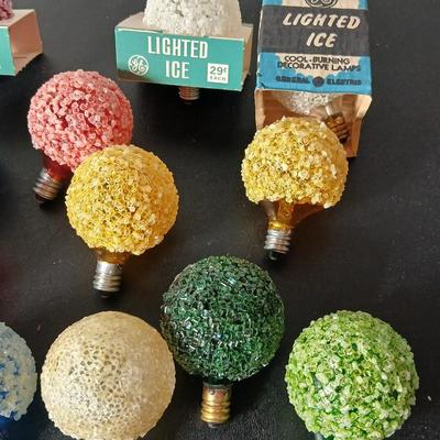1960's vintage General Electric (GE) "Lighted Ice" Christmas light bulbs some still New in package!