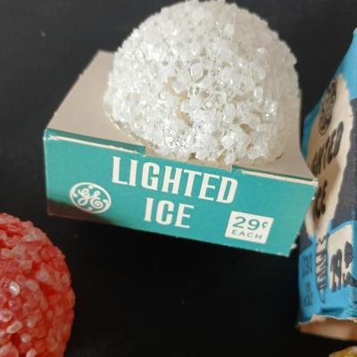 1960's vintage General Electric (GE) "Lighted Ice" Christmas light bulbs some still New in package!