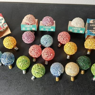 1960's vintage General Electric (GE) "Lighted Ice" Christmas light bulbs some still New in package!