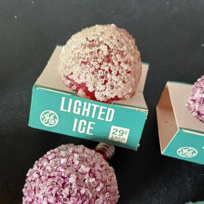 1960's vintage General Electric (GE) "Lighted Ice" Christmas light bulbs some still New in package!