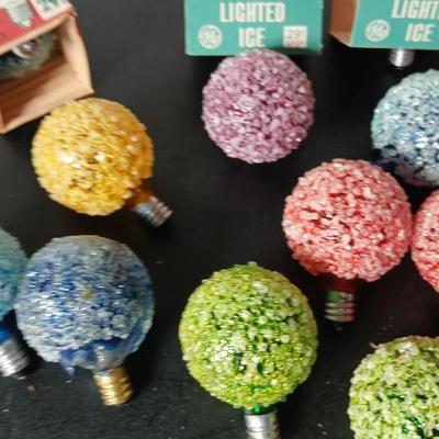 1960's vintage General Electric (GE) "Lighted Ice" Christmas light bulbs some still New in package!