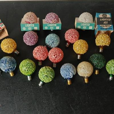 1960's vintage General Electric (GE) "Lighted Ice" Christmas light bulbs some still New in package!