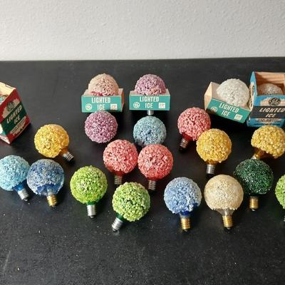 1960's vintage General Electric (GE) "Lighted Ice" Christmas light bulbs some still New in package!