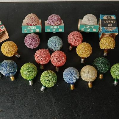1960's vintage General Electric (GE) "Lighted Ice" Christmas light bulbs some still New in package!