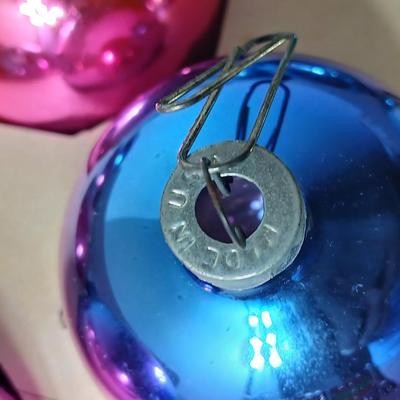 Vintage multi-colored and solid colored Shiny Brite Christmas ornaments