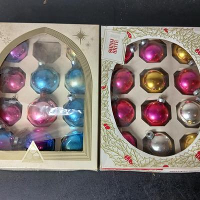 Vintage multi-colored and solid colored Shiny Brite Christmas ornaments