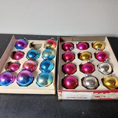 Vintage multi-colored and solid colored Shiny Brite Christmas ornaments