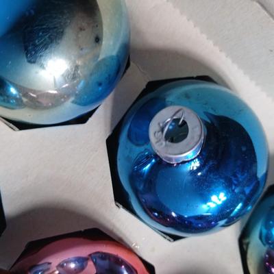 Vintage multi-colored and solid colored Shiny Brite Christmas ornaments