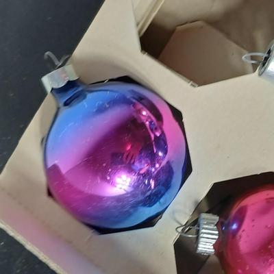 Vintage multi-colored and solid colored Shiny Brite Christmas ornaments