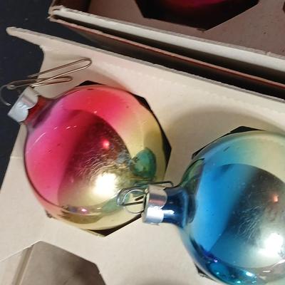 Vintage multi-colored and solid colored Shiny Brite Christmas ornaments