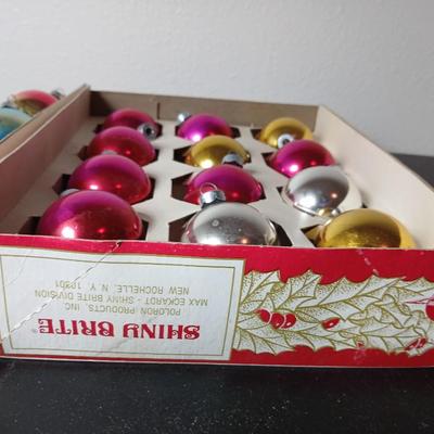 Vintage multi-colored and solid colored Shiny Brite Christmas ornaments