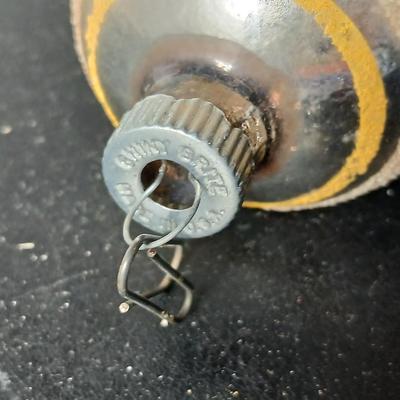 Collection of vintage Shiny Brite Christmas ornaments - UFO - ATOMIC - DIORAMA-STYLE ornament with a small church inside