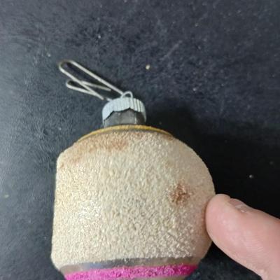 Collection of vintage Shiny Brite Christmas ornaments - UFO - ATOMIC - DIORAMA-STYLE ornament with a small church inside