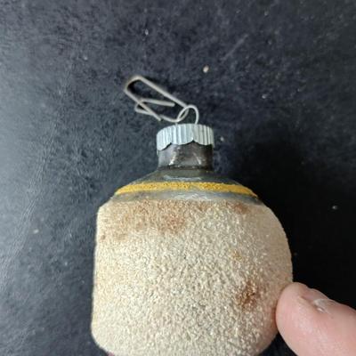 Collection of vintage Shiny Brite Christmas ornaments - UFO - ATOMIC - DIORAMA-STYLE ornament with a small church inside