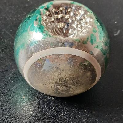 Collection of vintage Shiny Brite Christmas ornaments - UFO - ATOMIC - DIORAMA-STYLE ornament with a small church inside