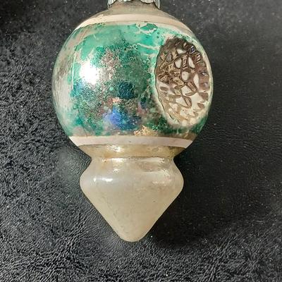 Collection of vintage Shiny Brite Christmas ornaments - UFO - ATOMIC - DIORAMA-STYLE ornament with a small church inside