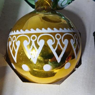 Vintage Shiny Brite Christmas ornaments - Frosted and stenciled