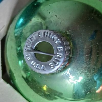 Vintage Shiny Brite Christmas ornaments - Frosted and stenciled