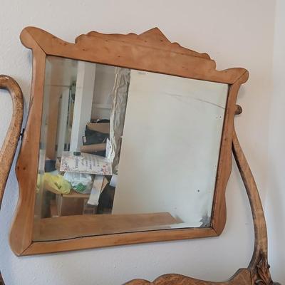 Beautiful Early era Antique dresser with a carved harp mounted Mirror