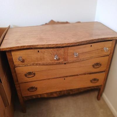Beautiful Early era Antique dresser with a carved harp mounted Mirror