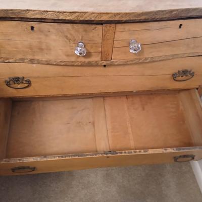 Beautiful Early era Antique dresser with a carved harp mounted Mirror