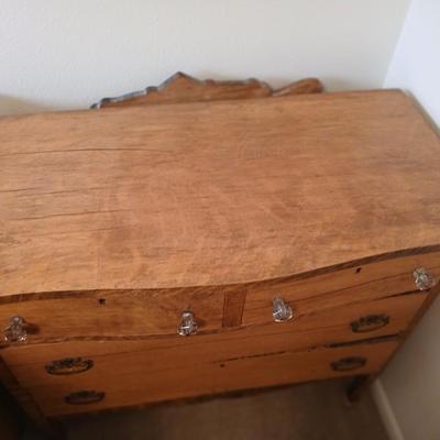 Beautiful Early era Antique dresser with a carved harp mounted Mirror
