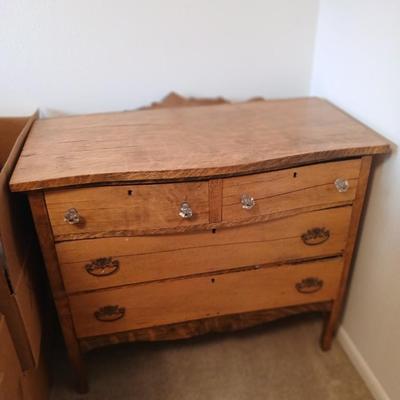 Beautiful Early era Antique dresser with a carved harp mounted Mirror
