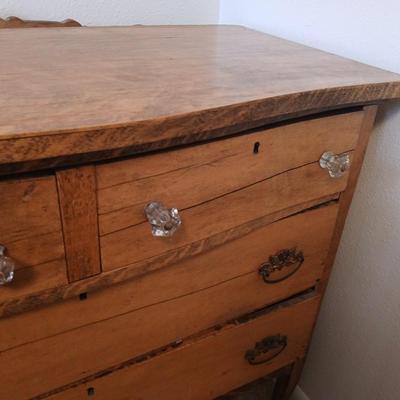 Beautiful Early era Antique dresser with a carved harp mounted Mirror