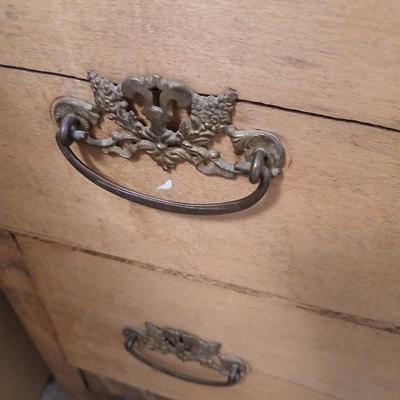 Beautiful Early era Antique dresser with a carved harp mounted Mirror