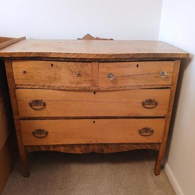 Beautiful Early era Antique dresser with a carved harp mounted Mirror