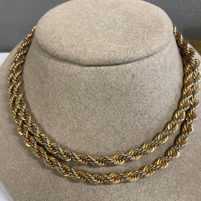 2 thick gold tone necklaces