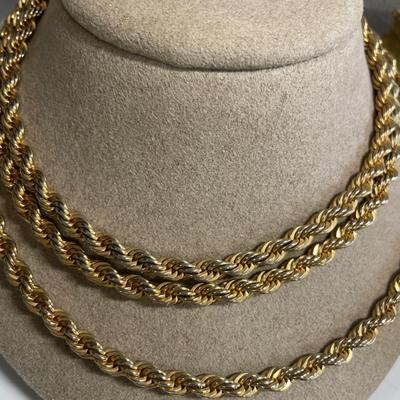 2 thick gold tone necklaces