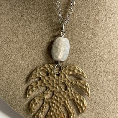 Cameo & leaf brooch and two tone necklace