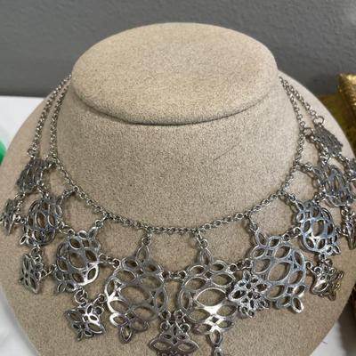 Sarah Cov initial & other Silvertone necklaces