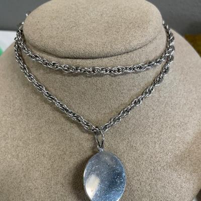 Sarah Cov initial & other Silvertone necklaces