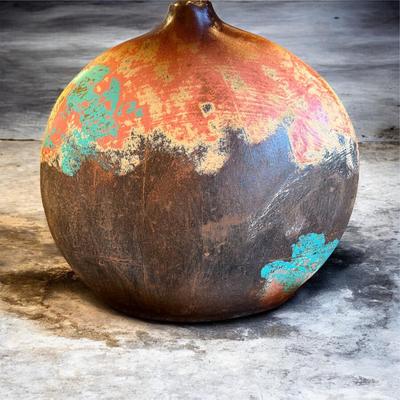 Sale Photo Thumbnail #830: Set of Three Decorative Rustic Style Ceramic Vases.  Made in Mexico   15" 13" 12" Tall