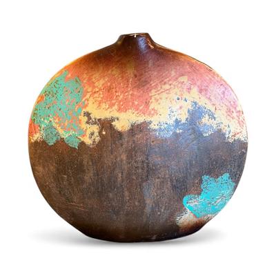 Sale Photo Thumbnail #831: Set of Three Decorative Rustic Style Ceramic Vases.  Made in Mexico   15" 13" 12" Tall