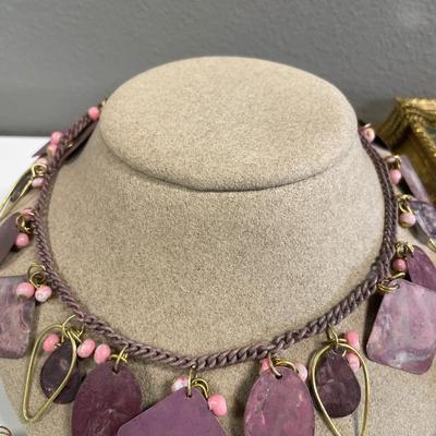 Mauve/burgundy necklaces