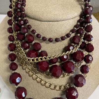 Mauve/burgundy necklaces