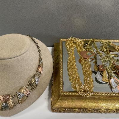 Mixed metal color necklaces