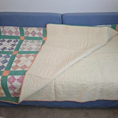 Antique Handmade quilt, likely a "friendship" or "signature" quilt