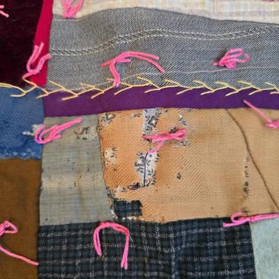 Antique handmade "Crazy Quilt" Patchwork blanket